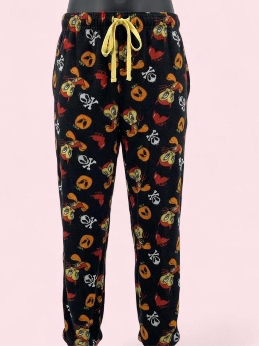 Warner Bros. Vintage Rare 2012 Black Halloween Devil Tweety Print Lounge Pants
